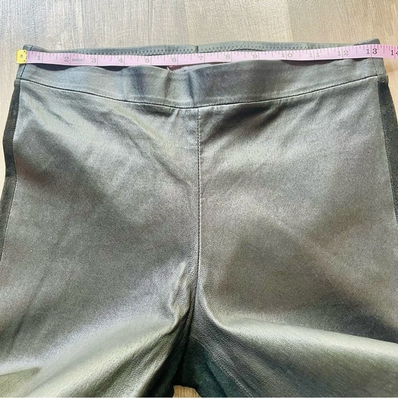 Vince. Black Leather and Suede Leggings Medium - Picture 5 of 7